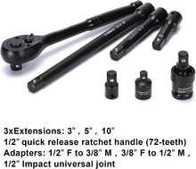 Load image into Gallery viewer, Versatile Impact Socket Set: 70 Pieces with Ratchet &amp; Adapters - 1/2-Inch Drive
