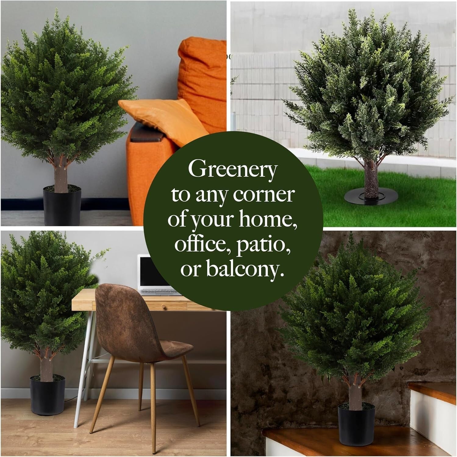 Durable Fade-Proof Artificial Cypress Trees - 15.7'' Topiary for All Spaces