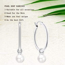 Load image into Gallery viewer, Stylish Hoop Earrings in Real 925 Silver with Simulated Pearl - Comfortable Fit