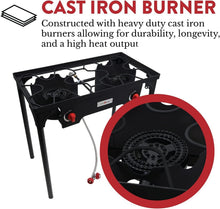 Load image into Gallery viewer, High-Pressure Propane Double Burner Camp Stove with Adjustable Heat Control