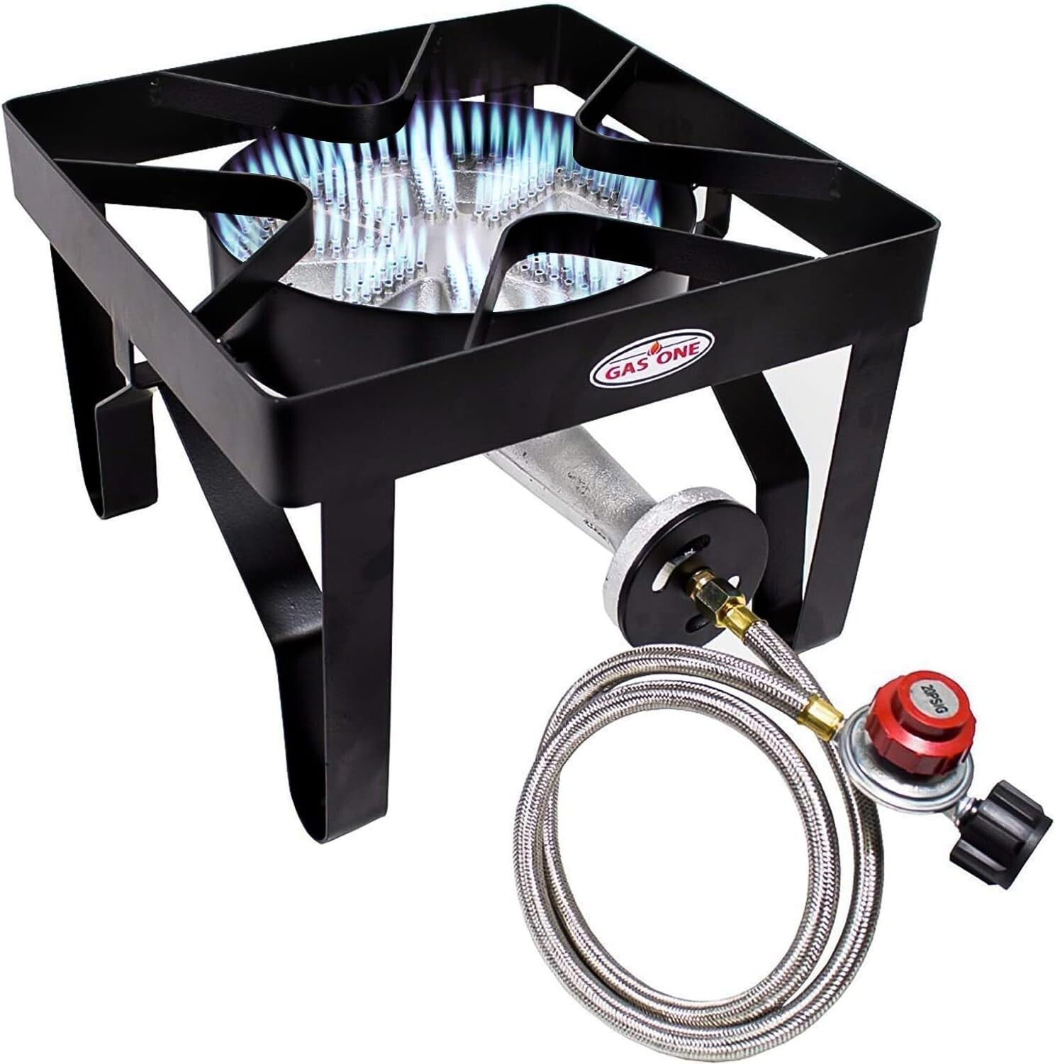 Durable Outdoor Propane Burner with Steel Braided Hose – 0-20 PSI Regulator
