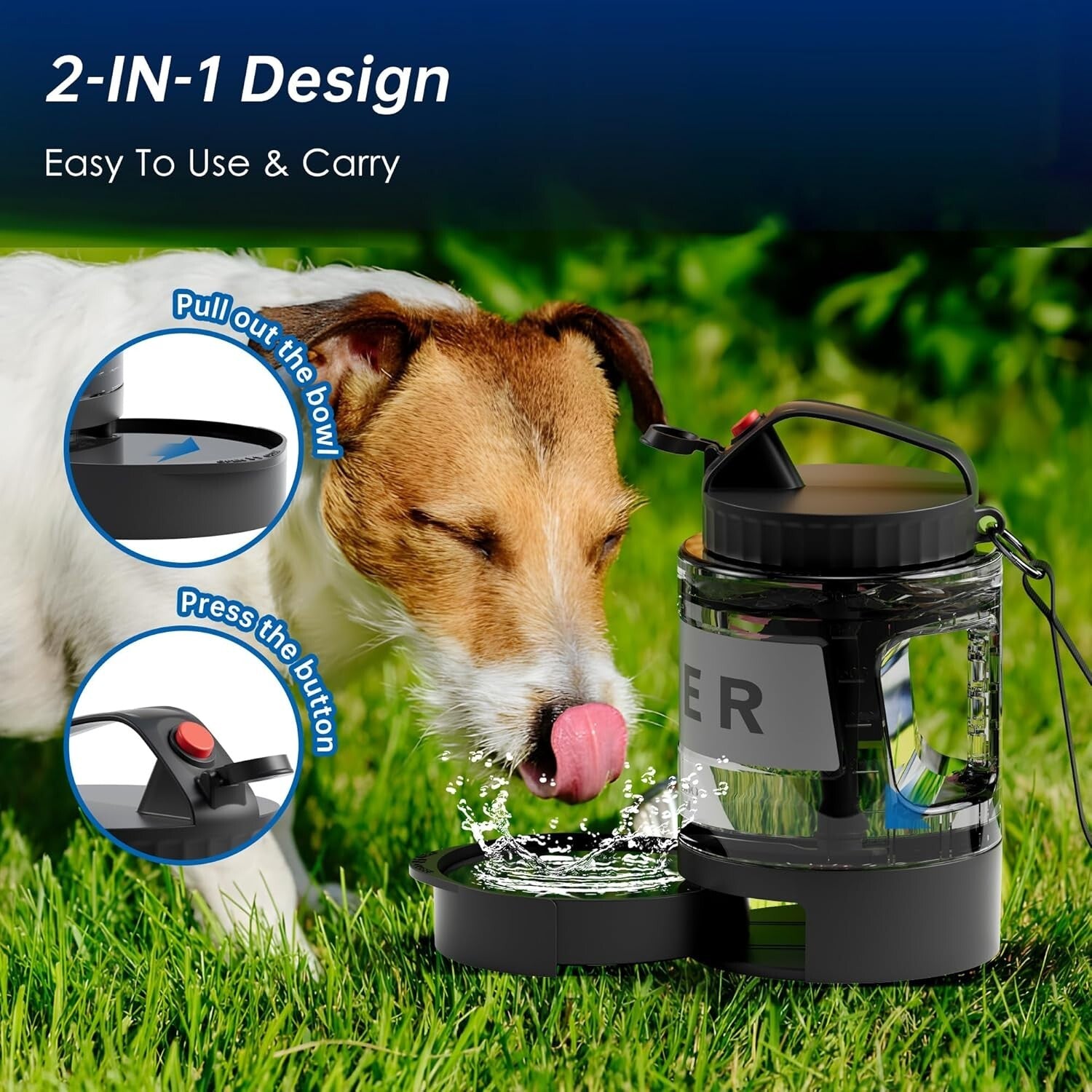Lightweight Travel-Friendly Dog Water Bottle with Pull-Out Drinking Bowl