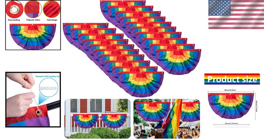 Vibrant 20pcs Rainbow Polyester Flag Bunting - Perfect for Outdoor Pride Events