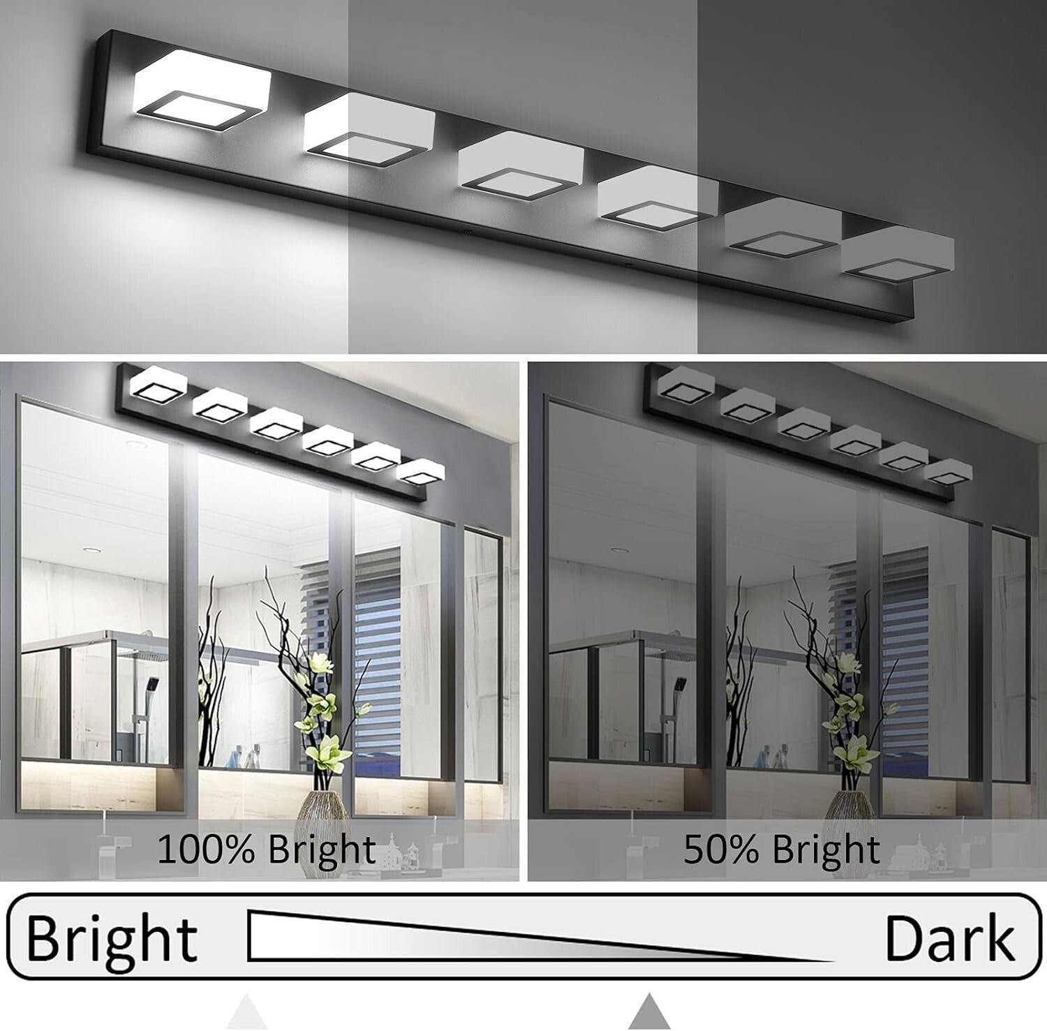 Sleek 6-Light LED Vanity Wall Light in Matte Black - Energy Efficient Style