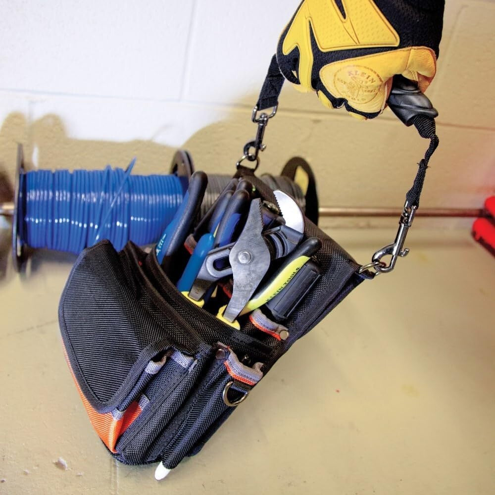 Professional-Grade Tool Pouch with 9 Pockets & Shoulder Strap for Versatility
