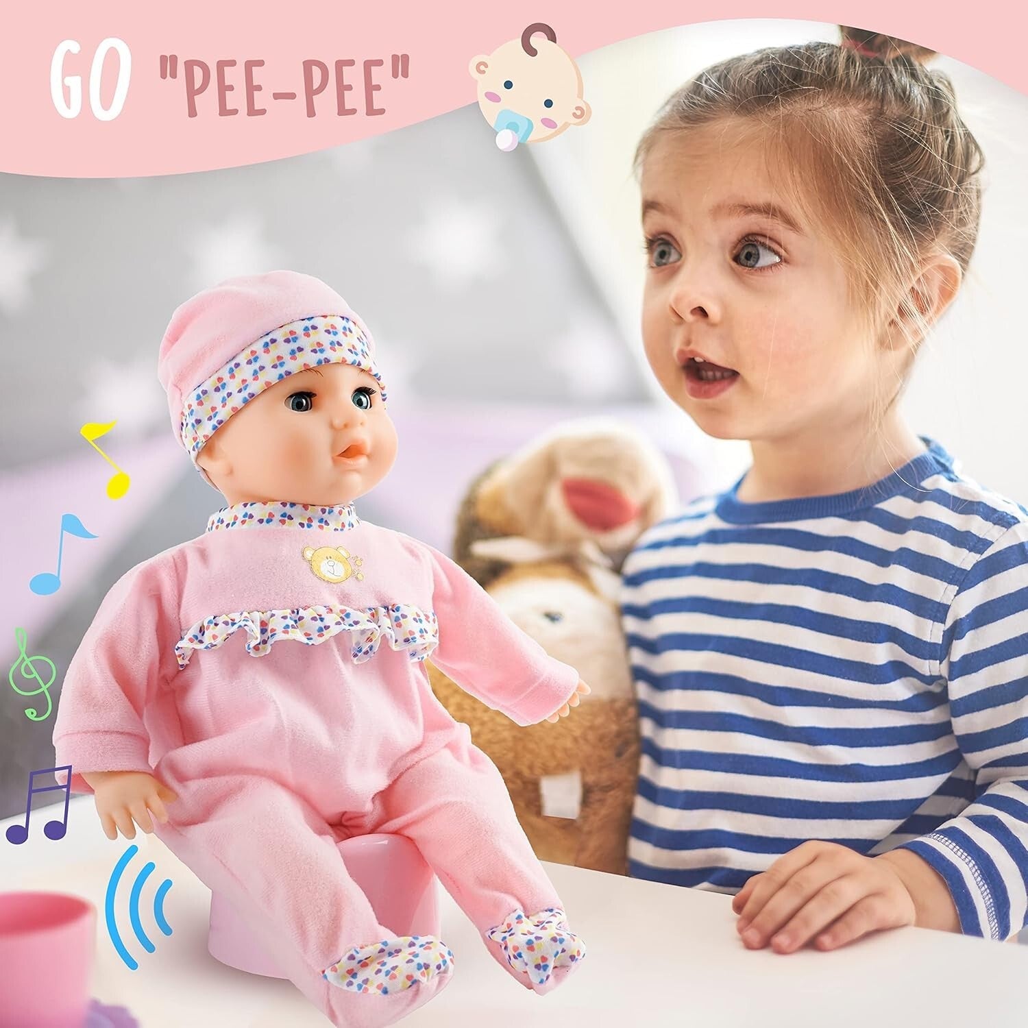 16-Inch Interactive Feeding Baby Doll Set - Perfect Gift for Toddlers 2-5+ Years
