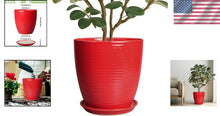 Load image into Gallery viewer, Stylish Round Red Ceramic Planter 10 Inch - Perfect for Flowers &amp; Gifts