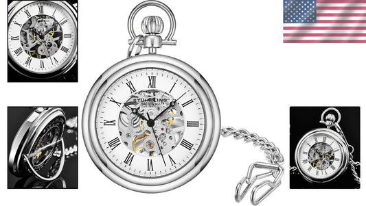 Hand-Winding Stainless Steel Pocket Watch with Elegant Mechanical Movement