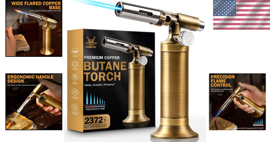 Premium Copper Butane Torch with Continuous Flame - Perfect for BBQ & Crafts