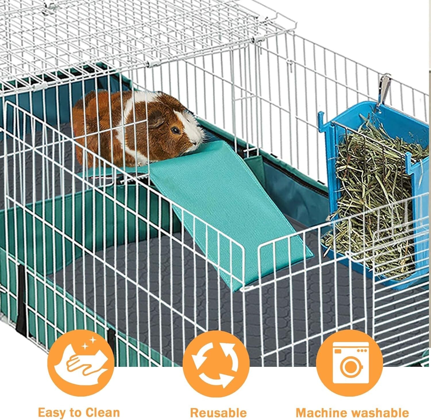 Premium Anti-Slip Guinea Pig Bedding - Reusable 4 Pack for Midwest Cages