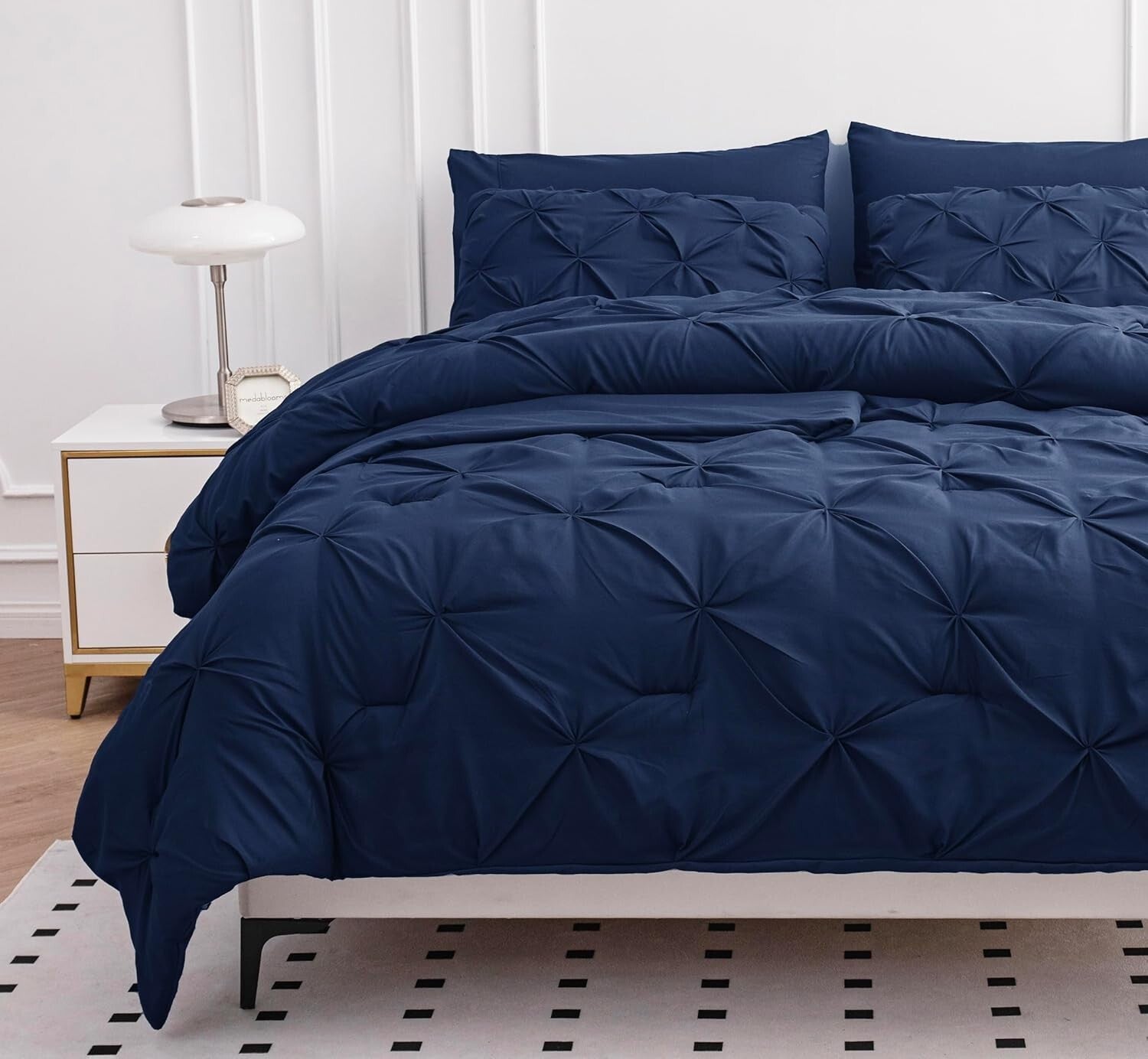 Cozy 7-Piece King Comforter Set - Soft Navy Bedding with Pillow Cases & Shams