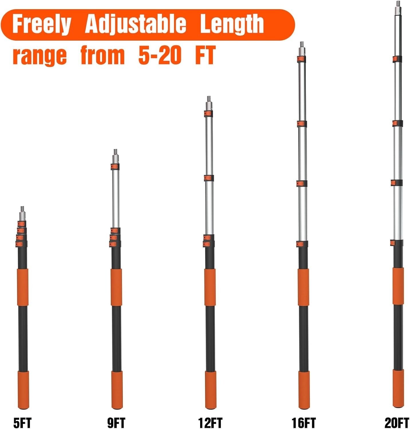 26FT Telescoping Extension Pole - Lightweight Aluminum for Versatile Tasks