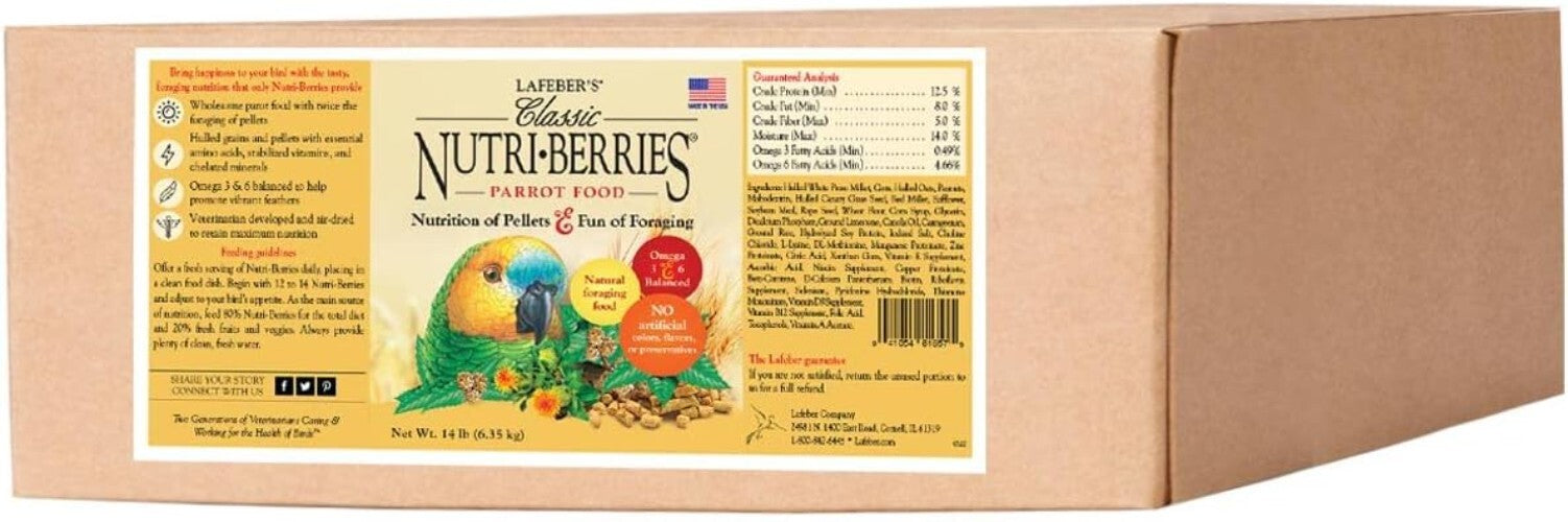 Classic Nutri-Berries for Parrots - Foraging-Friendly & Nutritious 14 lb Pack