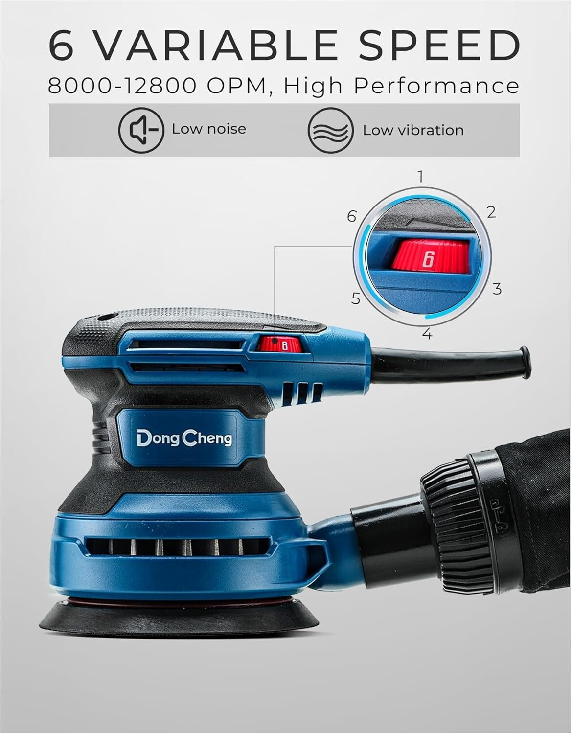 5-Inch Random Orbital Sander 380W with 20 Sandpapers & Dust Bag for Woodwork