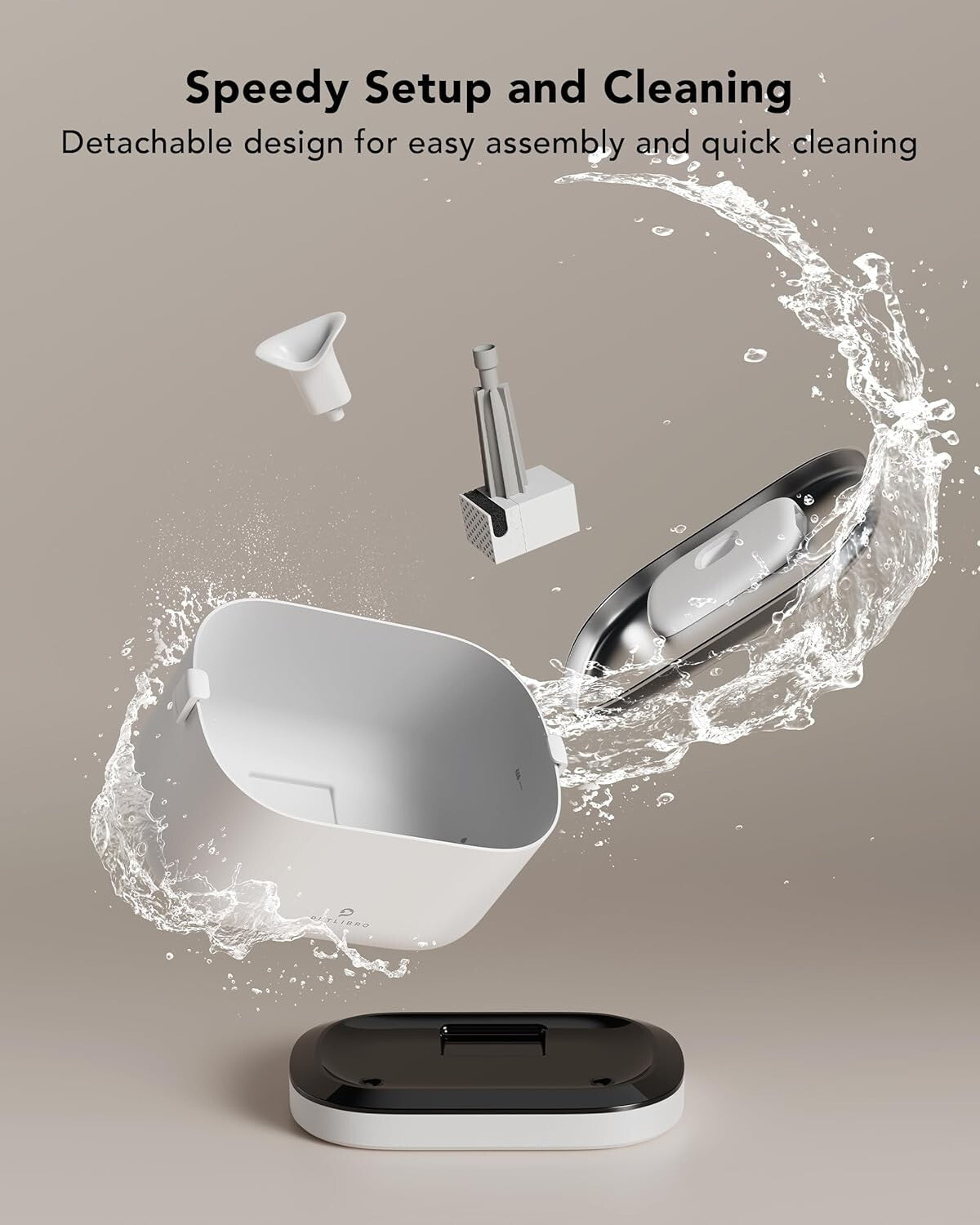 Cordless 2.5L Battery-Operated Cat Water Fountain with Stainless Steel Tray