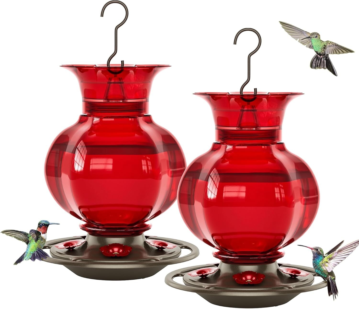 Durable 23oz Outdoor Hanging Hummingbird Feeder - Leak-Proof & Rustproof, 2-Pack
