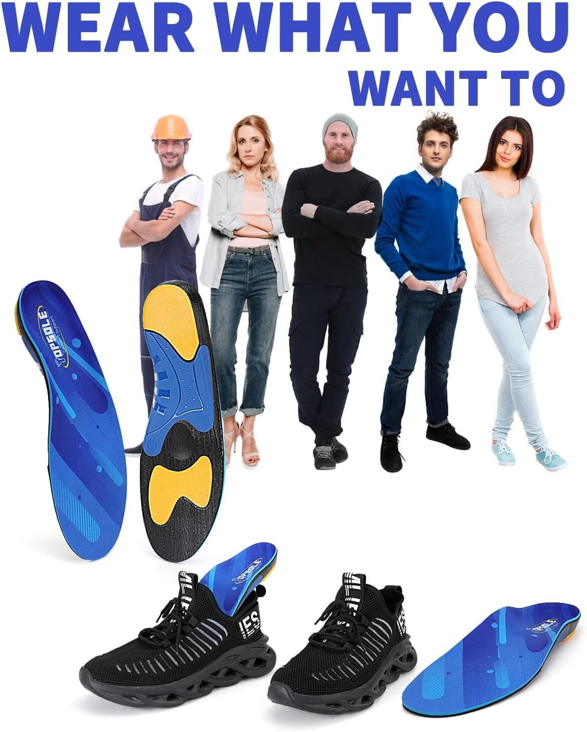 High Arch Support Orthotic Insoles for Men & Women - Plantar Fasciitis Relief