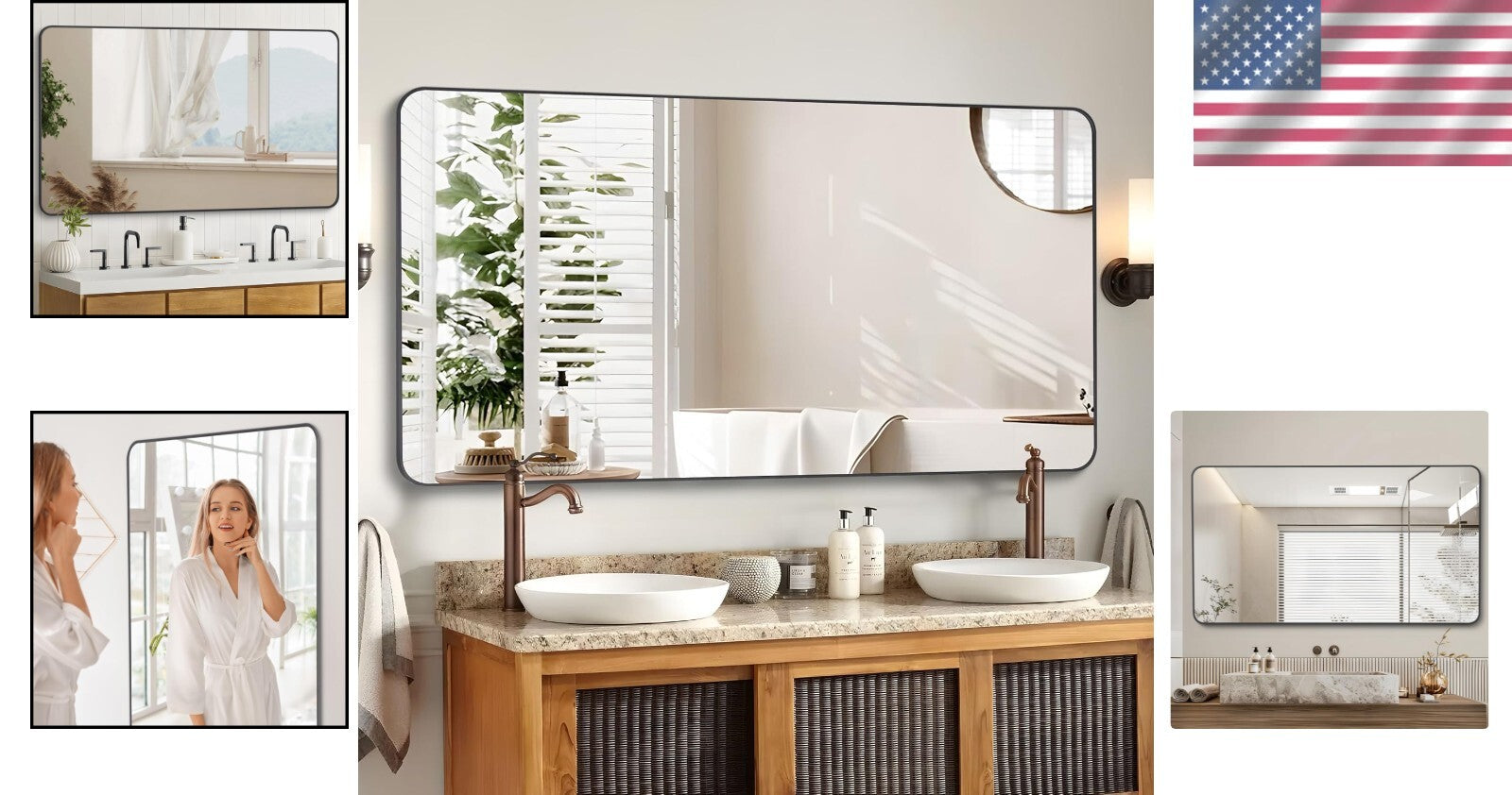 Modern 36" x 48" Decorative Mirror with Rustproof Frame - Perfect for Any Room