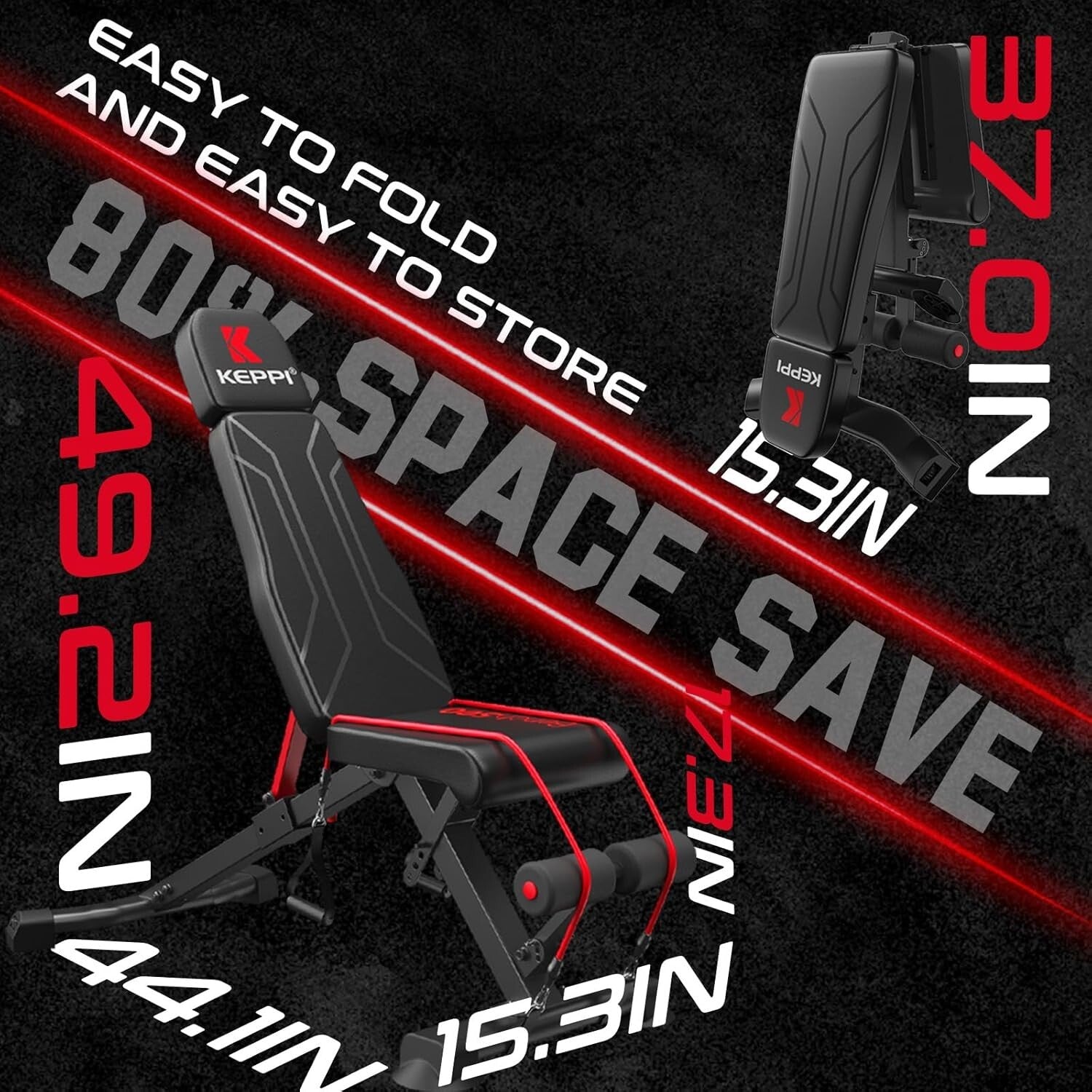 900LB Adjustable Weight Bench - Foldable Incline/Decline for Full Body Workout