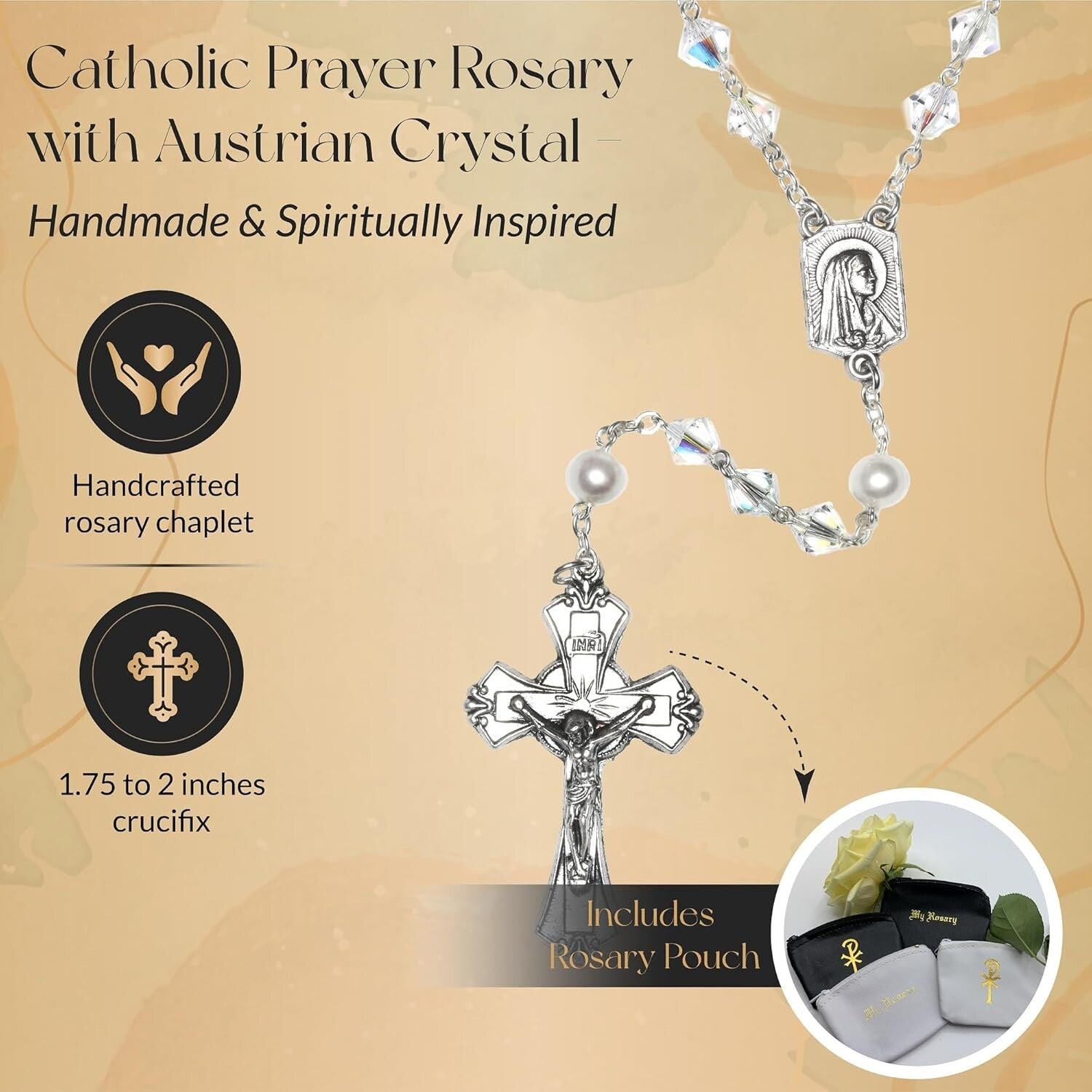 Austrian Crystal Rosary for April Birthdays - Elegant Catholic Prayer Accessory