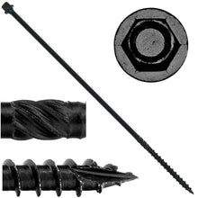 Load image into Gallery viewer, Superior Strong 12" Black Exterior Screws - Heavy Duty Timber Fasteners 50 Pk