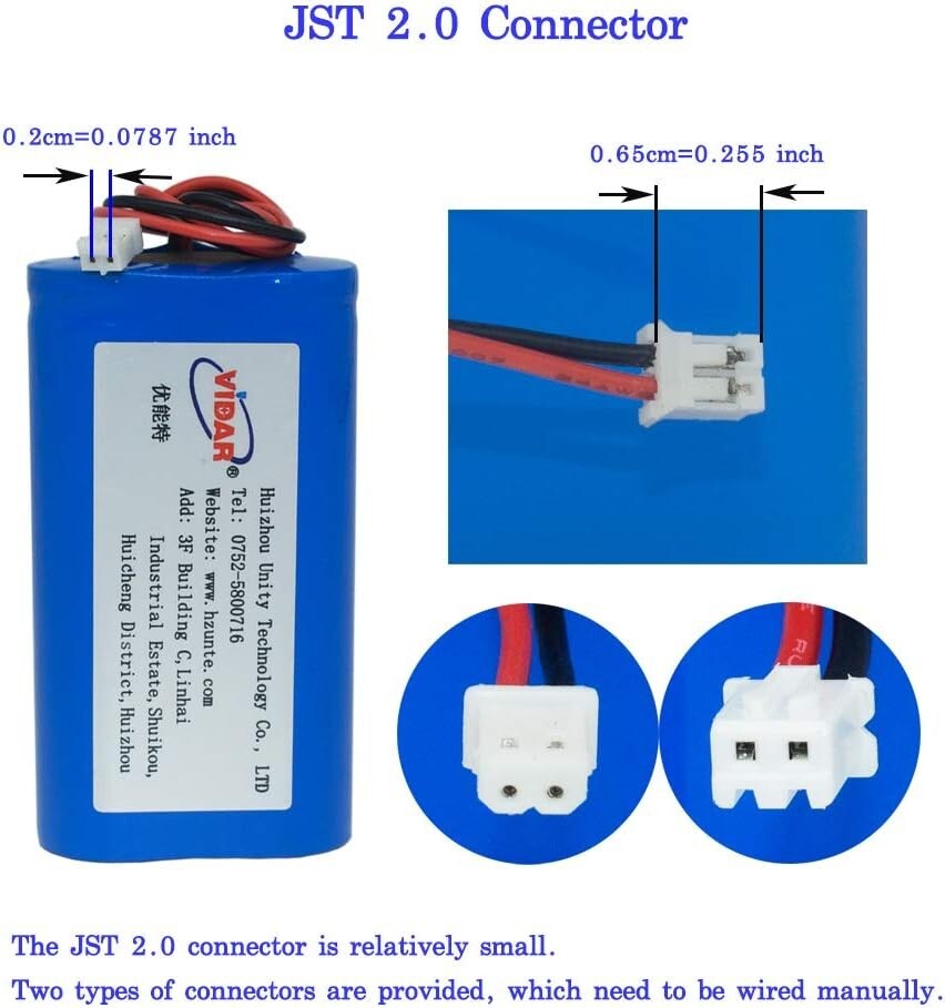6600mAh 3.7V Rechargeable Li-ion Battery with JST Plug - Real Capacity Assurance