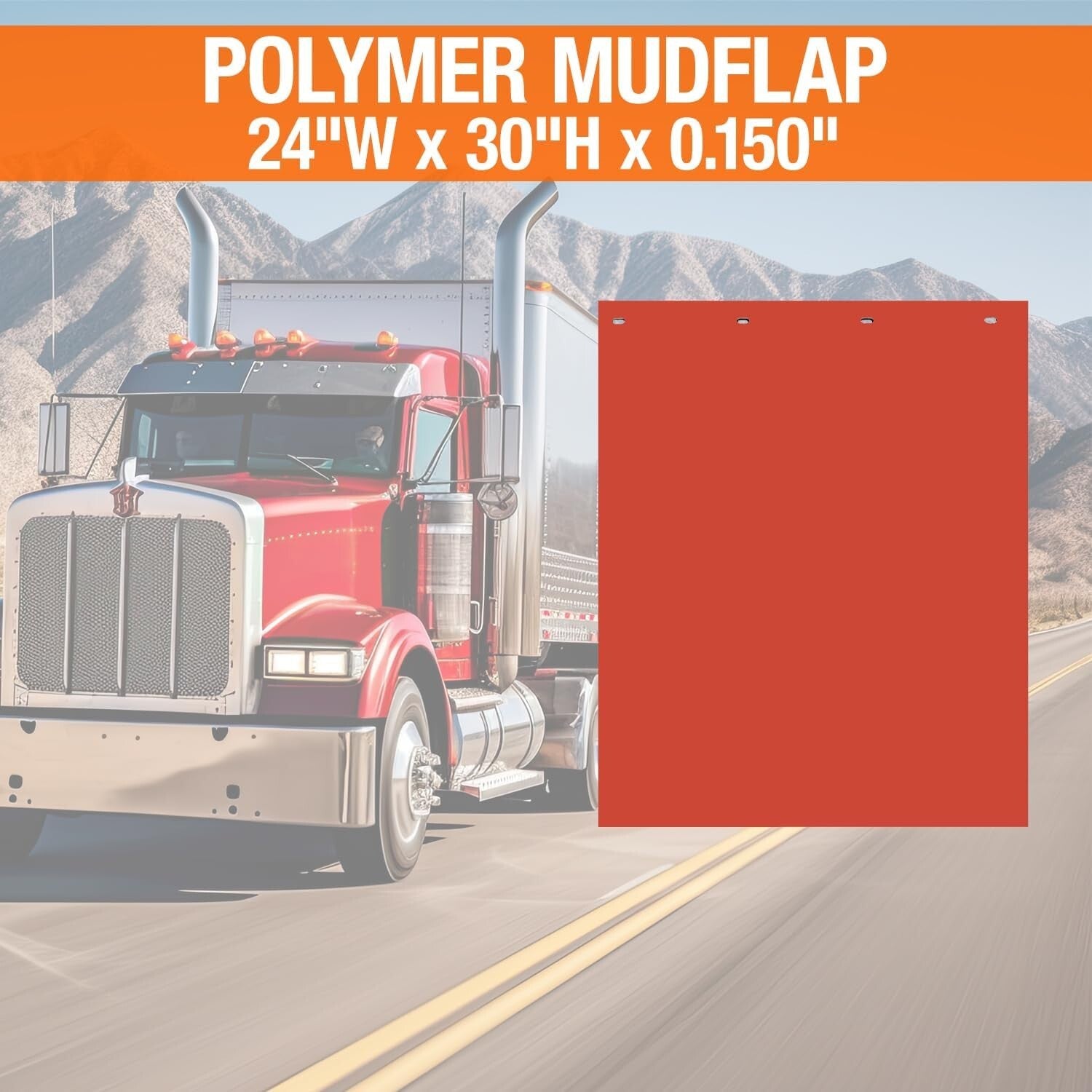 Universal Fit Super Durable Red Polymer Mud Flaps - 24x30 for Trucks & Trailers