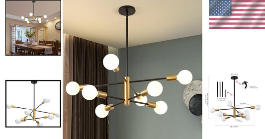 Stunning Mid-Century 8-Light Sputnik Chandelier - Easy Install & UL Certified