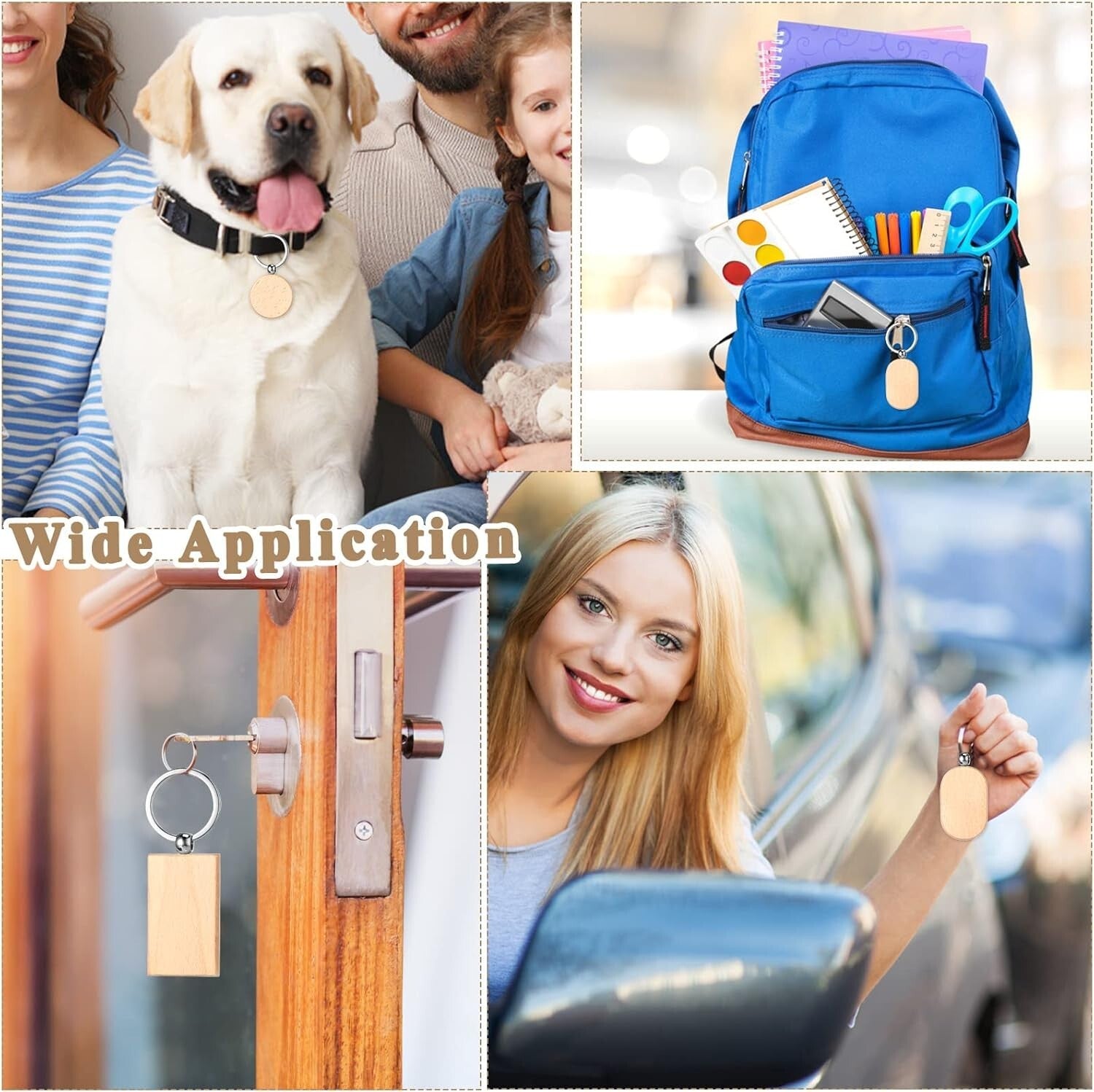 Lightweight Wooden Keychain Blanks - Perfect for Personalizing Gifts, 100 Pcs