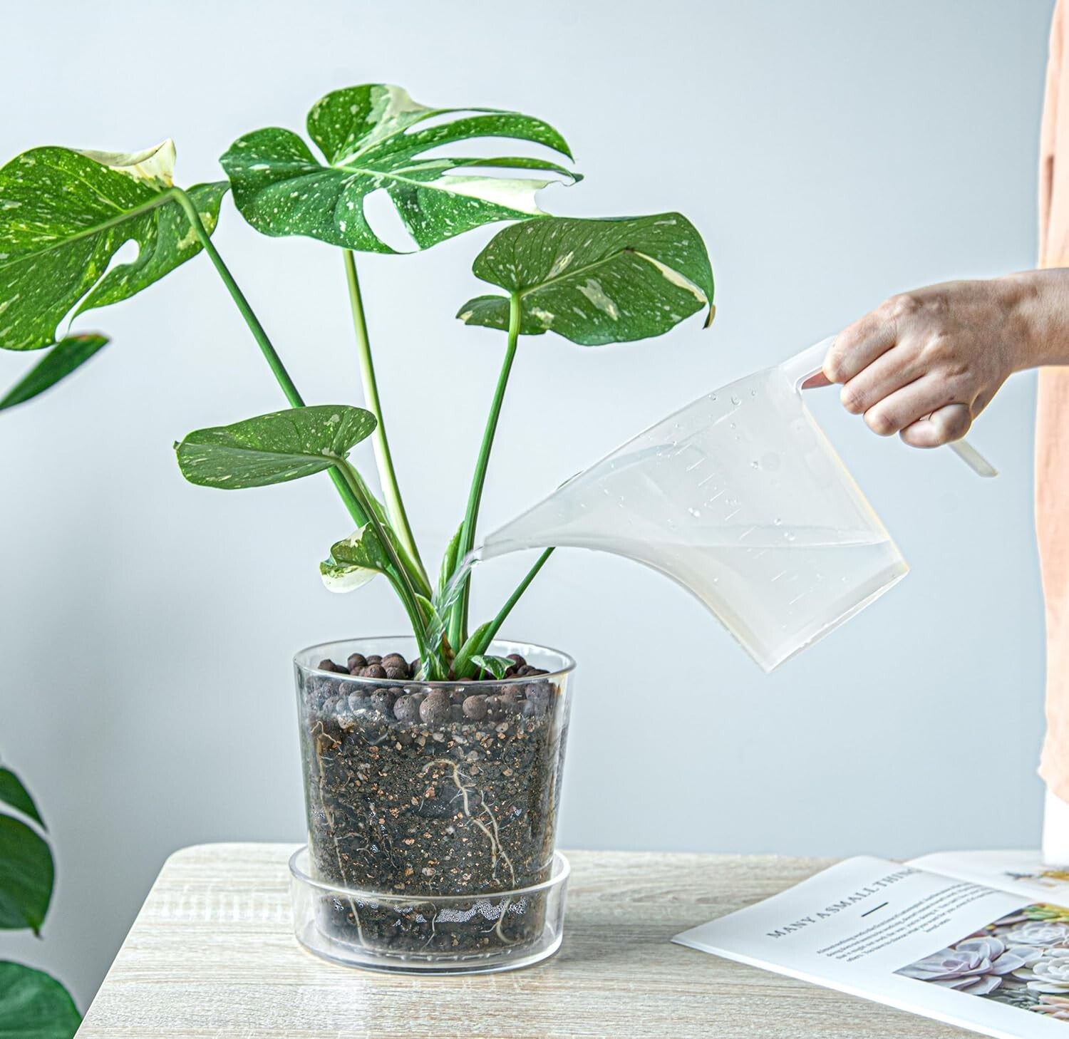 6.5 Inch Deep Saucer Acrylic Planters - Set of 4 with Drainage Holes for Orchids