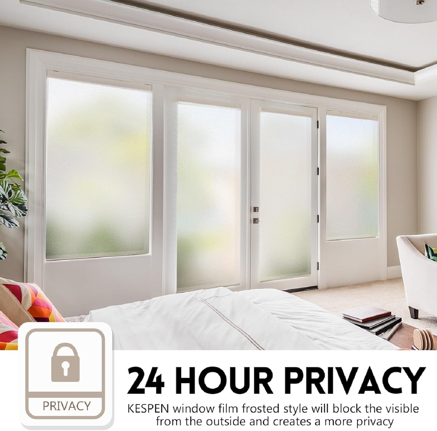 Frosted Glass Window Privacy Film - UV Blocking & Heat Control, 41.3" x 19.7"