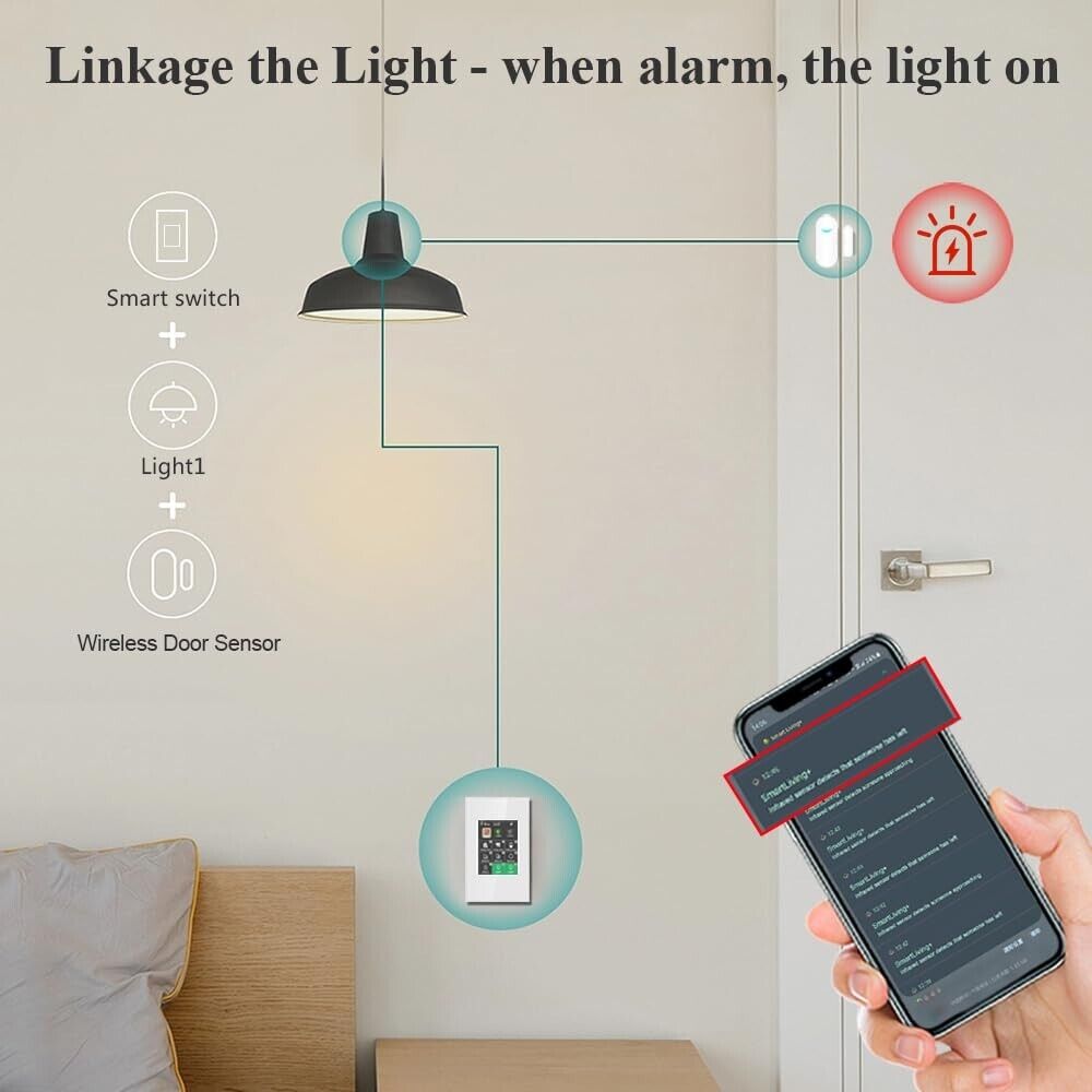 Smart Light Switch and Wireless Alarm System Combo for Home Security Upgrade