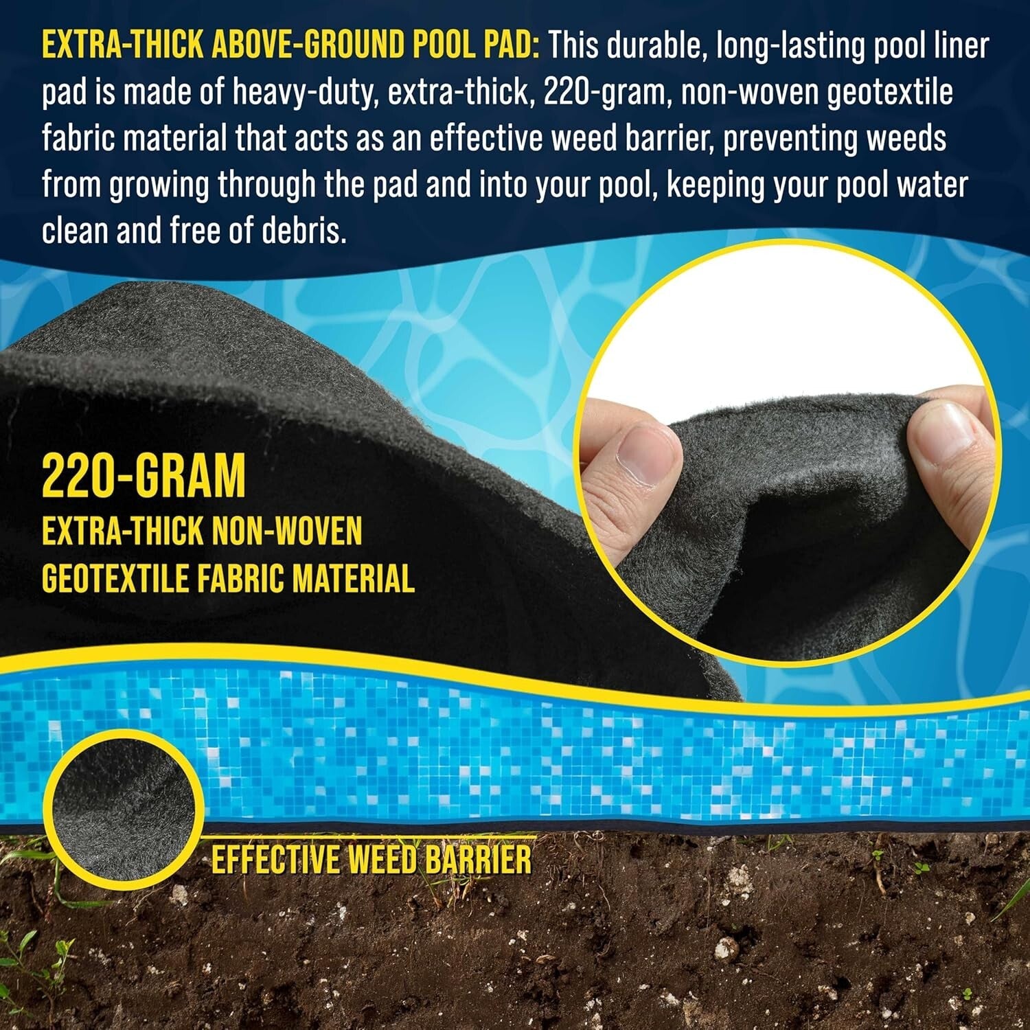 Eco-Friendly 15-Ft Round Pool Liner Pad – Prevents Punctures, Extends Liner Life