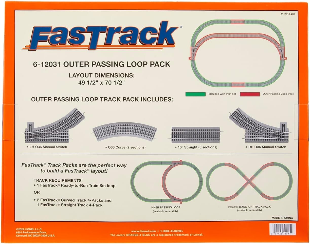 FastTrack O Gauge Electric Track Expansion Pack - Includes 9 Durable Pieces