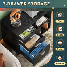 Load image into Gallery viewer, 3 Drawer Mobile File Cabinet with Open Shelves - Stylish Home Office Storage