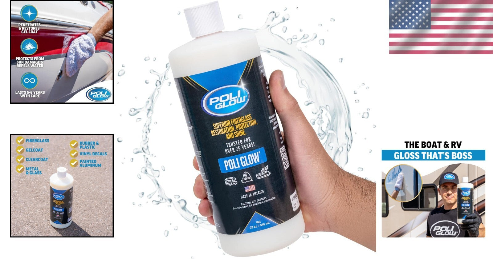 Advanced Acrylic 32 Oz Polish for Boats & RVs - Long-Lasting Shine & Protection