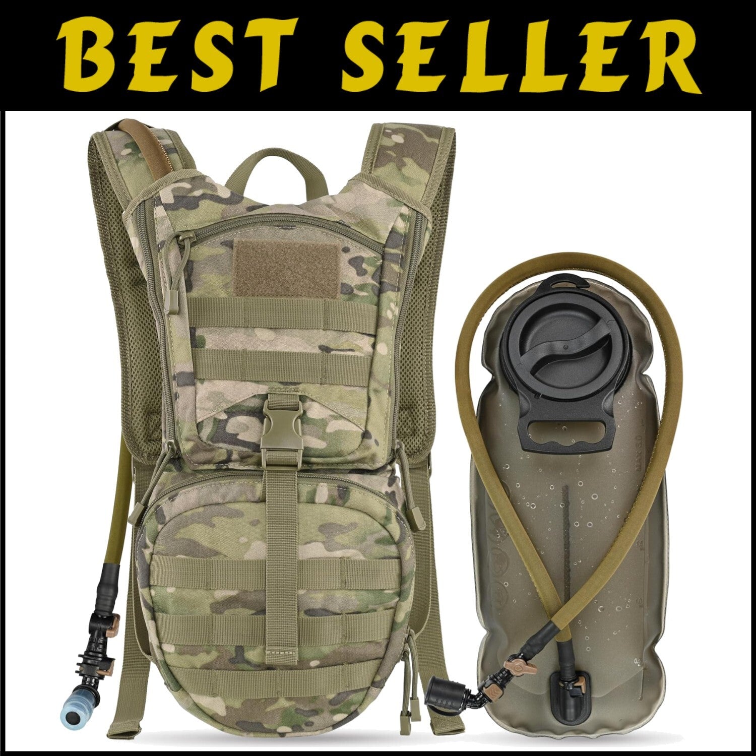 Utility Tactical Daypack with 3L Water Bladder & Streamlined Design for Outdoors
