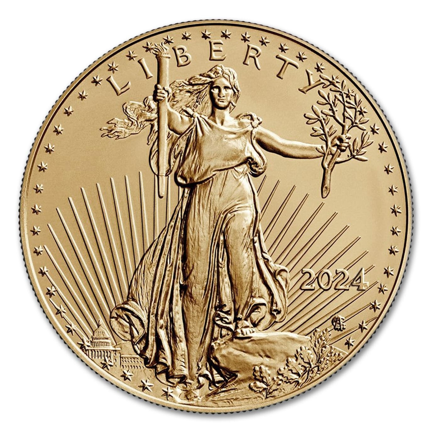 2024 1/10 oz American Gold Coin - Brilliant Uncirculated with Rich Gold Tint