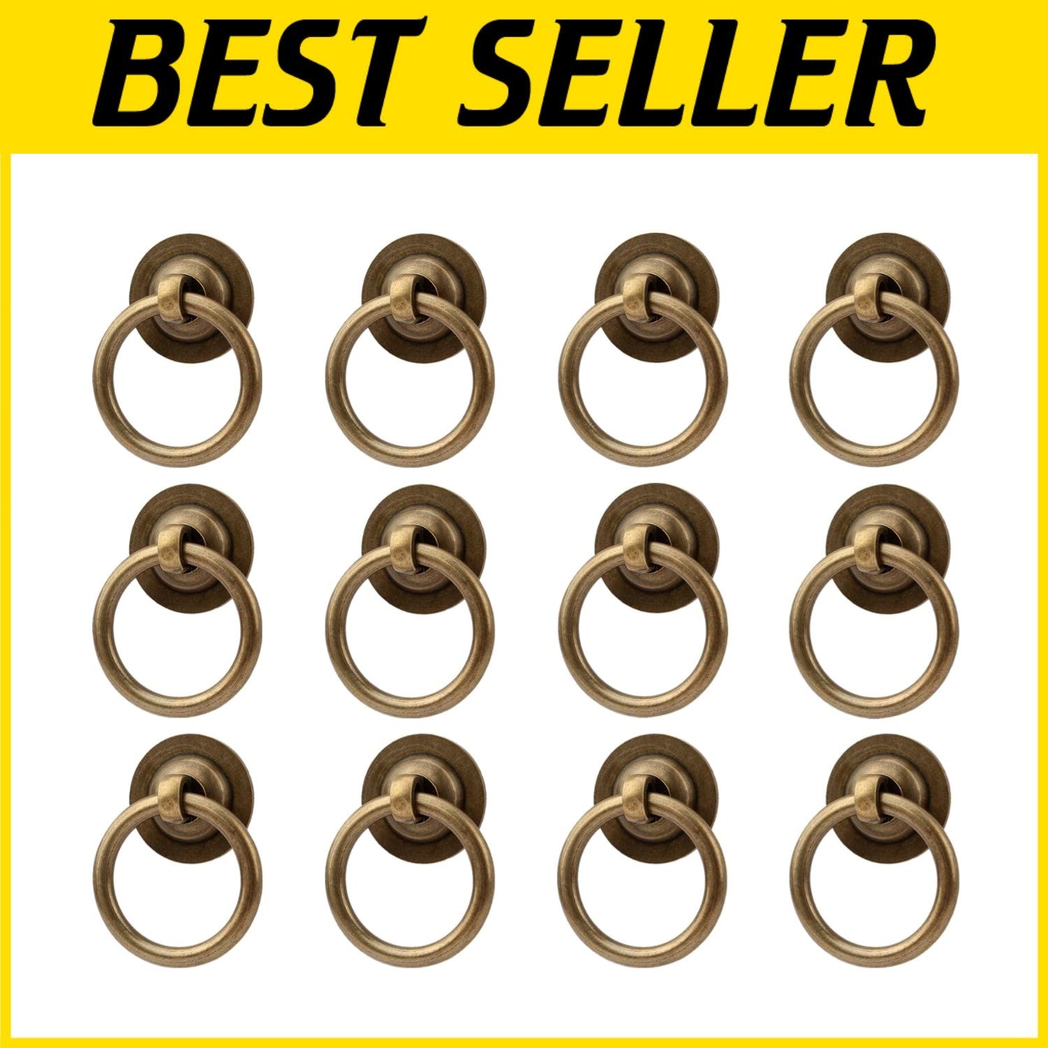 12 Elegant Antique Brass Ring Pulls for Cabinets - Effortless Installation