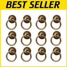 Load image into Gallery viewer, 12 Elegant Antique Brass Ring Pulls for Cabinets - Effortless Installation