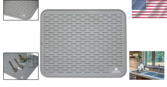 Durable 30 x 24 Silicone Dish Drying Mat - Heat-Resistant & Machine Washable