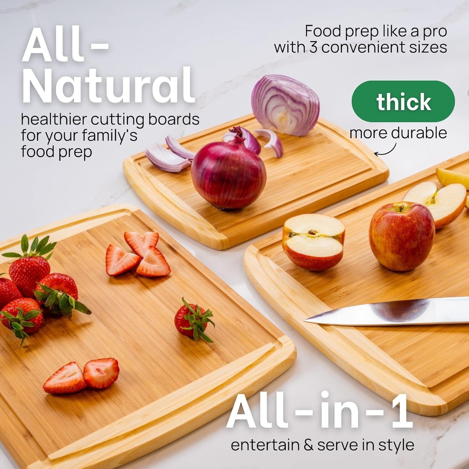 Versatile Bamboo Chopping Board Set for Home Cooks - Lifetime Warranty Included!