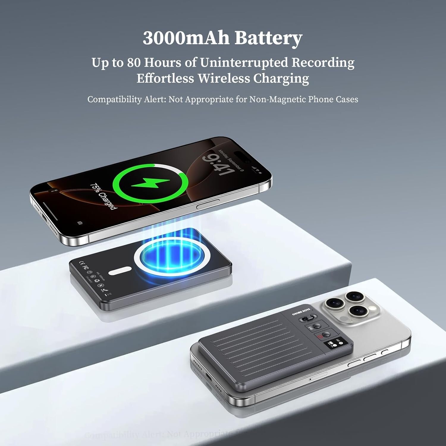 Compact AI Voice Recorder with 80-Hour Battery & App Control - 121 Languages