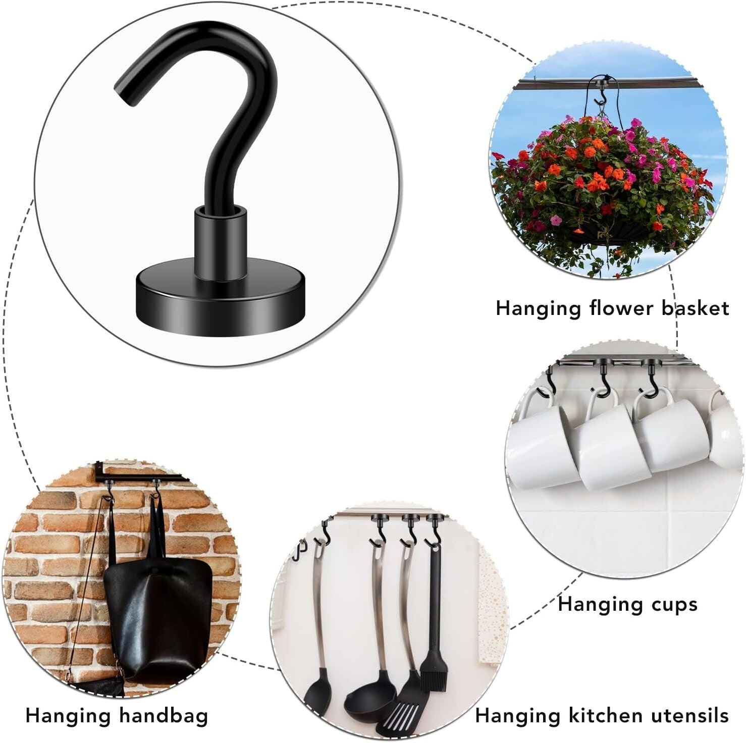 Easy Assemble Magnetic Hooks - 25LB Capacity, Maximize Space with 120 Pieces
