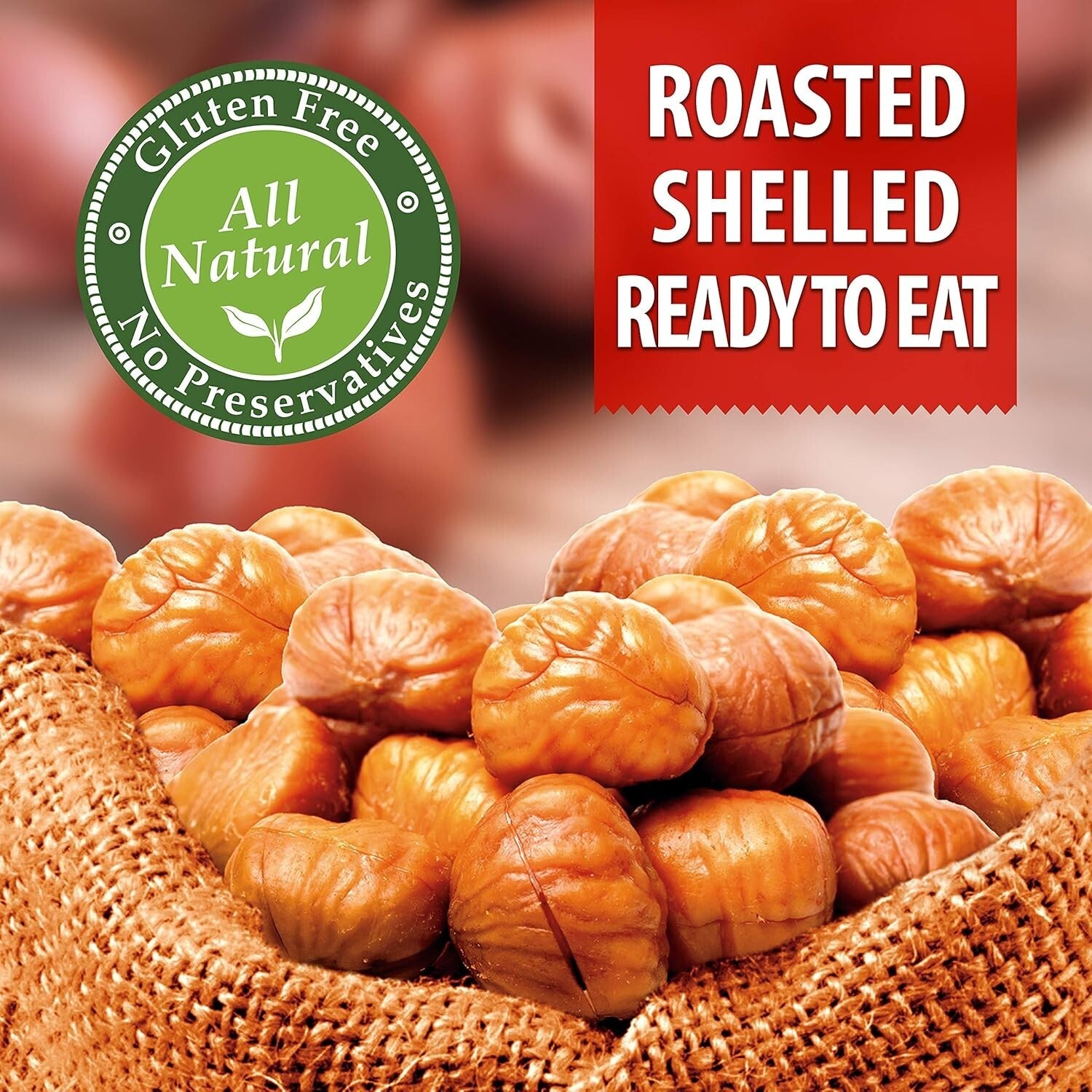 Ready-to-Eat Organic Chestnuts - 24 Bags, Non-GMO, Perfect for Baking & Snacking