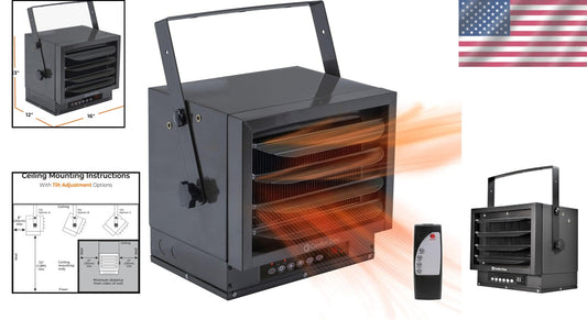 12 Hour Timed Fan-Forced Garage Heater | 7,500 Watt with Adjustable Airflow