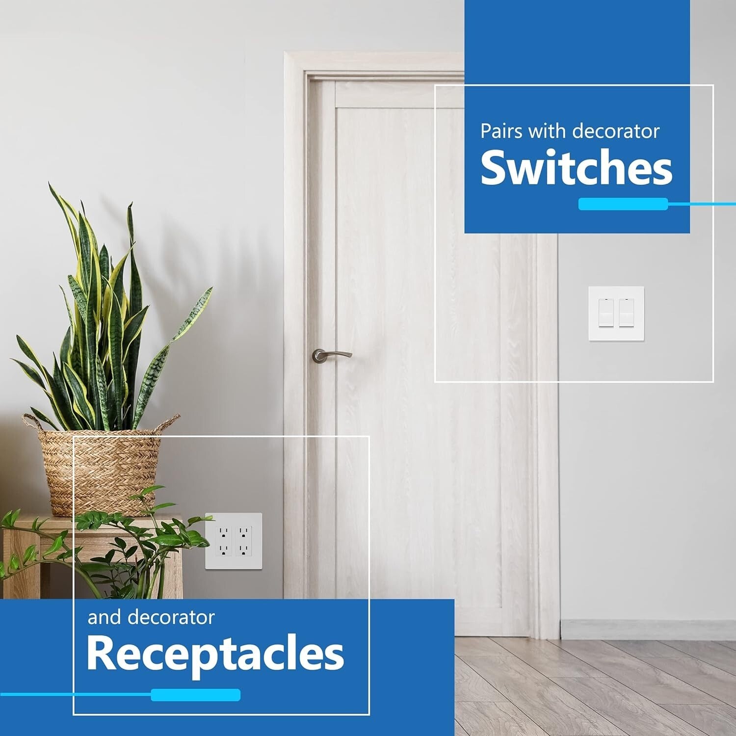 10 Pack Matte Finish Screwless Double Decorator Wall Plates - White Aesthetic