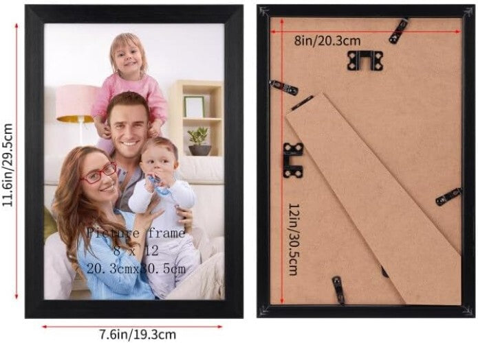 Elegant 8x12 Black Glossy Picture Frame Set - 12 Pack for Stylish Displays