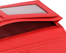 Load image into Gallery viewer, Luxury Bifold Wallet in Pebbled Red Italian Calfskin with 15 Card Slots