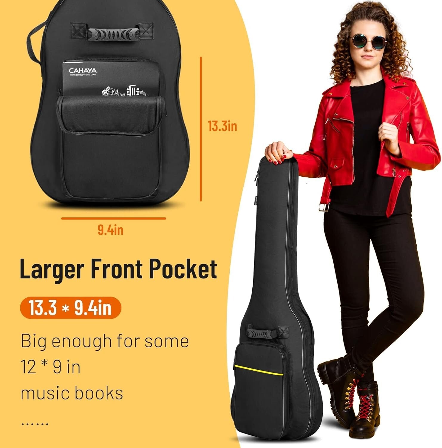 Durable 40.9'' Electric Guitar Case with Neck Fixing Strap and Padded Protection